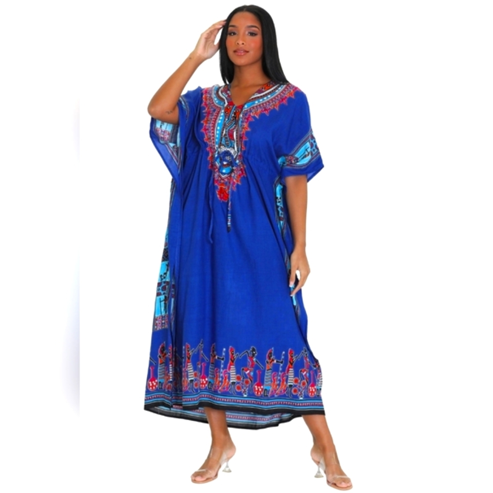 Traditional African dashiki kaftan blue new